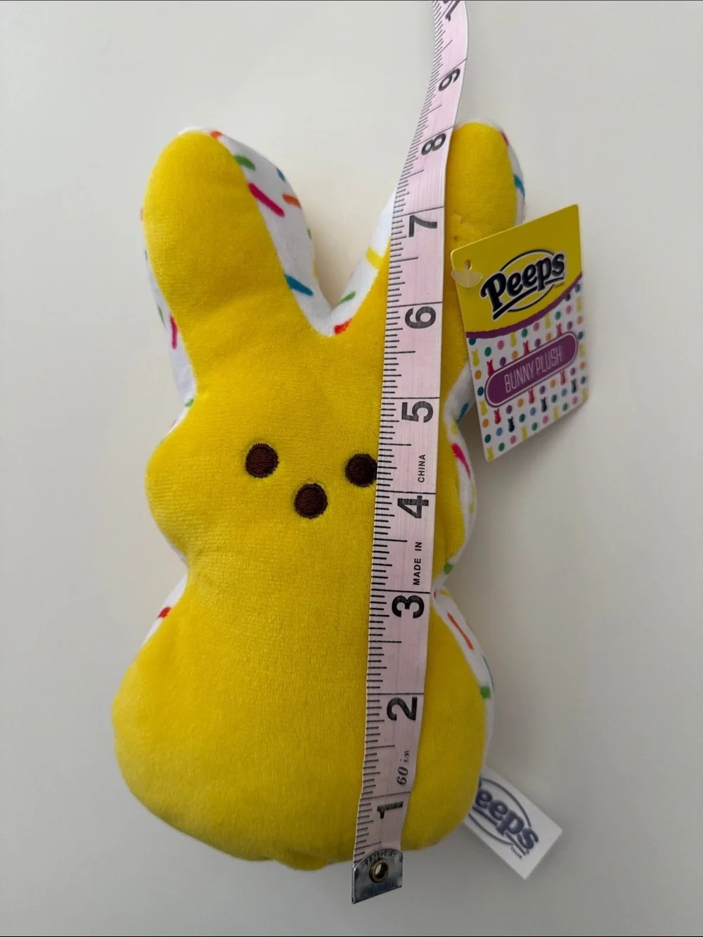 Peeps 8 Inch Yellow with Confetti Pattern on Sides/Top/Bottom Bunny Plushie